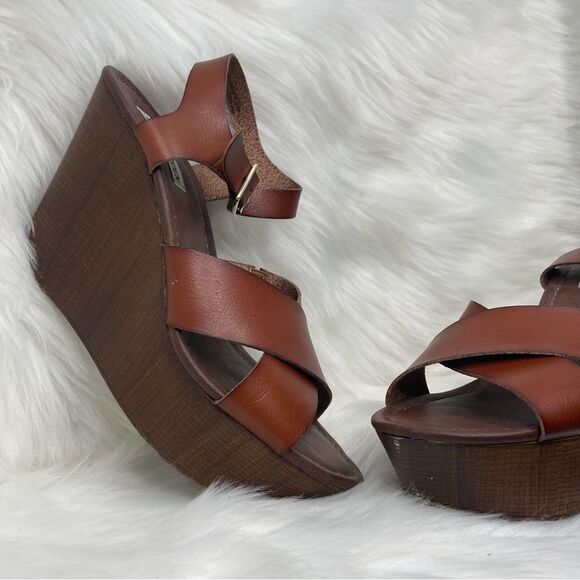 Steve Madden Brown Petrina Wedge Sandal Size 9.5 - Picture 5 of 12